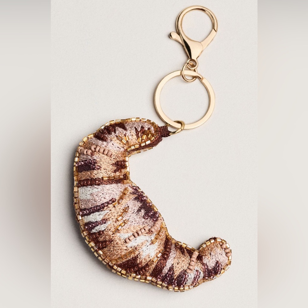 Anthropologie Croissant Bag Charm with Gold Clasp
